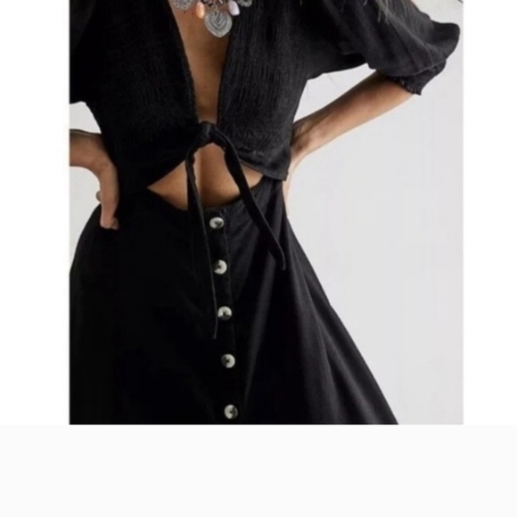 Free People Black Button-Front Maxi Dress - Picture 5 of 5